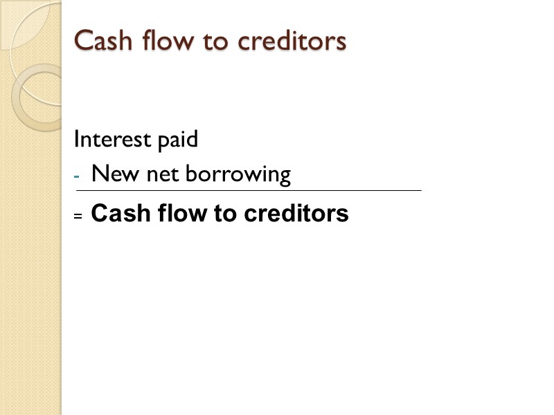 Cash flow to creditors Interest paid New net borrowing   =  Cash